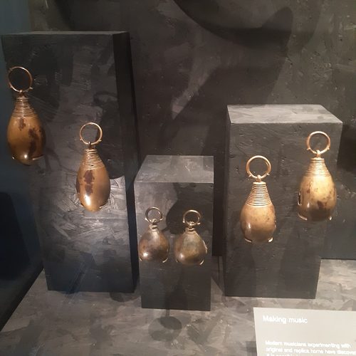 Bronze crotals (rattle pendants) from the Dowris Hoard. British Museum.