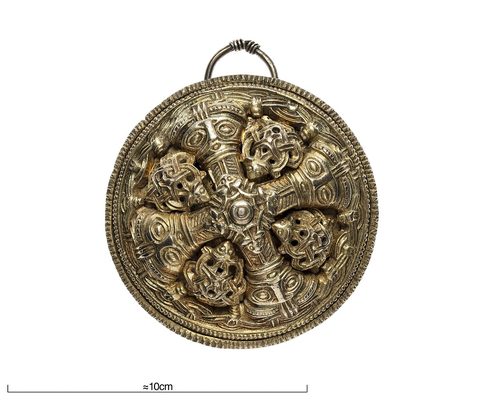The gilt round brooch in Borre style. Swedish History Museum.