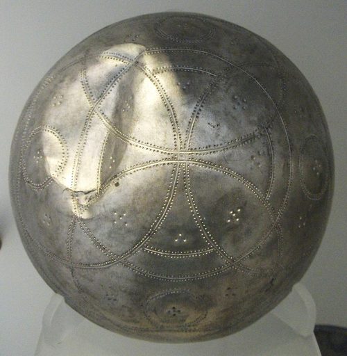 One of the silver bowls, with engraved and punched decoration. National Museum of Scotland.