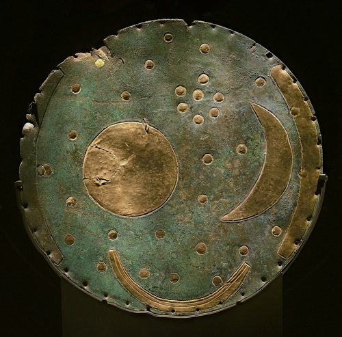 The sky disc in the permanent exhibition at Halle.