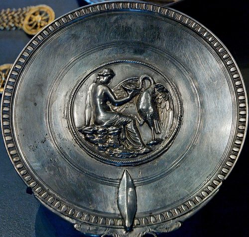 Silver hand mirror with Leda and the swan, Louvre, Paris.