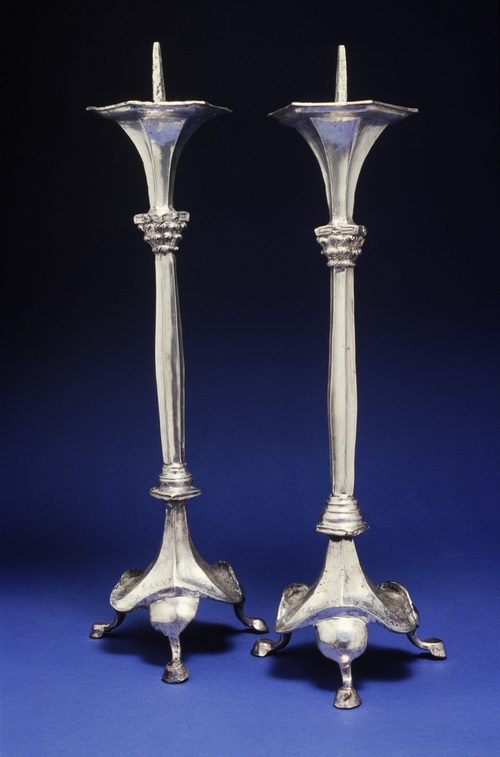Pair of silver lampstands given by the sons of Maximinus, about 550, Walters Art Museum.