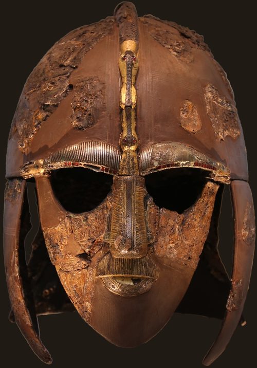The Sutton Hoo helmet as reconstructed from its corroded fragments. British Museum.