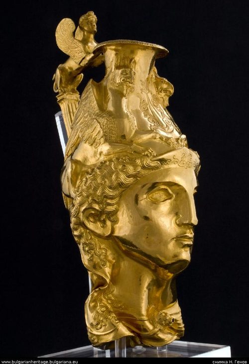 A rhyton in the form of a woman's head.
