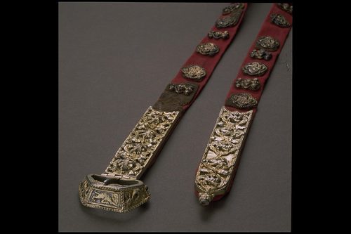 Belts with silver mounts from the Dune treasure, Swedish History Museum.
