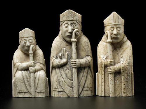 Three Lewis bishops with croziers. National Museum of Scotland.