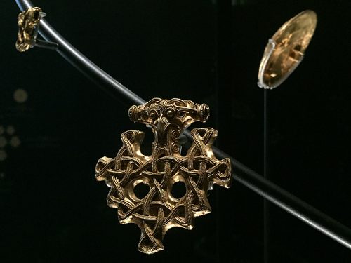 A large pendant on display at the Stralsund Museum.