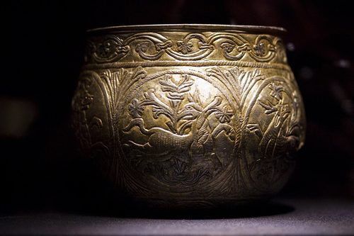 Silver-gilt cup, probably Frankish, that held the 10th-century Vale of York Hoard.