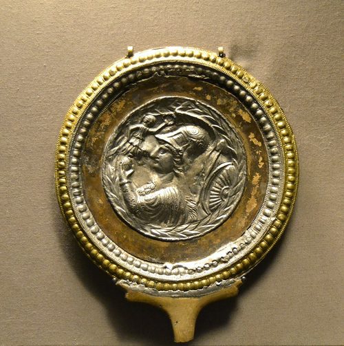 Silver mirror with a relief of Minerva, from the Neupotz hoard.