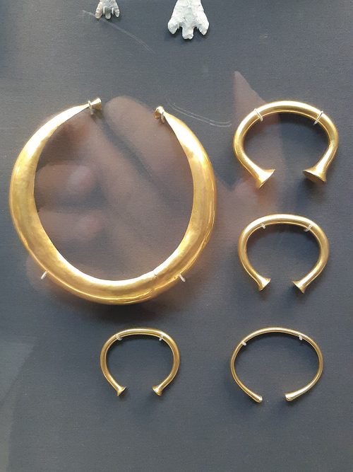 A collar and bracelets from the Mooghaun hoard. British Museum.
