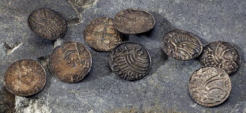 Norwegian silver pennies from the Græsli Hoard. Photo: NTNU University Museum.
