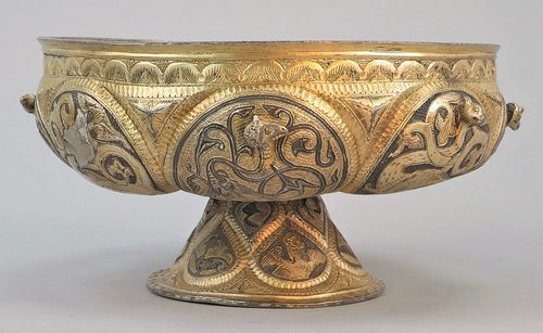 Gilded silver bowl decorated with fabulous beasts, Dune treasure, Swedish History Museum.