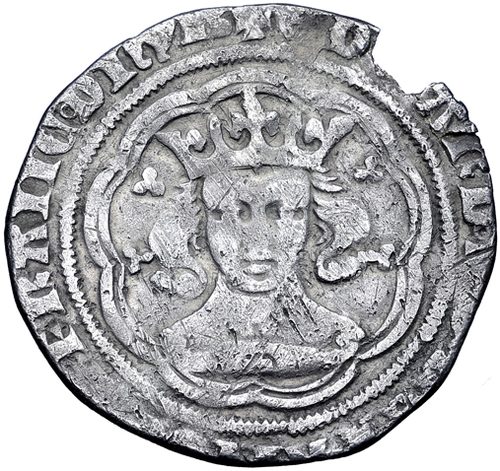 Silver groat (fourpence) of Edward III, with the crowned facing bust used on English silver.