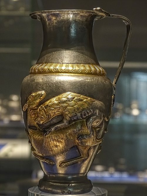 Gilded silver jug with a lion attacking a deer, Vratsa.