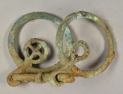 Copper-alloy bridle bit from the hoard. Yorkshire Museum.