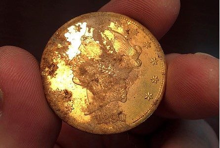 An 1890 $20 gold piece from the Saddle Ridge Hoard (photo Kagin's Inc.).