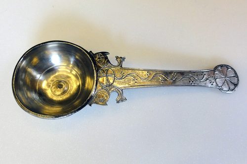 Silver ladle with fish and Chi-Rho decoration, British Museum.