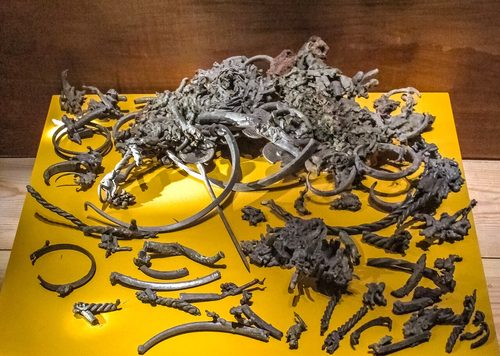 Broken and part-melted bronze from the third cache, Gotlands Museum.