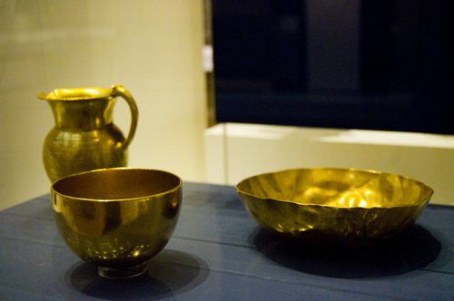 Gold jug and bowls from the treasure.