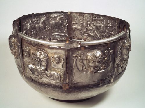 Another view of the cauldron showing the outer busts.