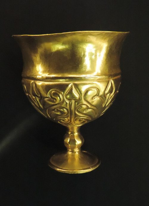 Replica of a gold goblet from the treasure.