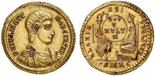 Gold solidus of Julian as Caesar (355-360), struck at 72 to the Roman pound.