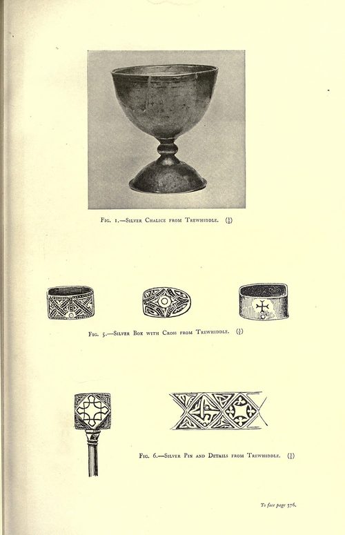 The Trewhiddle chalice and fittings as illustrated in the Victoria History of the County of Cornwall.