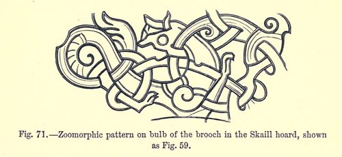 Animal ornament on the bulb of a Skaill brooch, drawn for Anderson (1883).