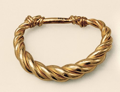 A twisted gold arm-ring from the hoard. Museum of Cultural History, Oslo.